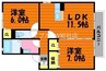 ボヌール　A棟 2LDKの間取り