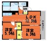 コーポレザン 2LDKの間取り