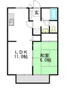 メルベイユ24　B棟 1LDKの間取り