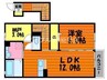 オズ　パディ 1LDKの間取り