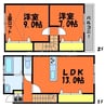 カーサ・フェリーチェE棟 2LDKの間取り