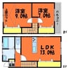 カーサ・フェリーチェ　K棟 2LDKの間取り