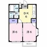 エルディムナガヤマ 2DKの間取り