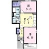 プロムナード児島Ａ 2DKの間取り