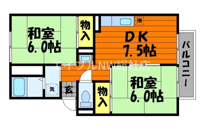 間取図 ハッピー・ユー　Ｂ棟