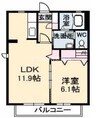 ジョリカⅡ　 1LDKの間取り