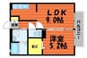 荘 1LDKの間取り