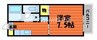 アンシャンテ沖新町 1Kの間取り
