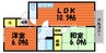 セレーノ岡本　A棟 2LDKの間取り