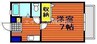 リビエール倉敷　A 1Kの間取り