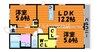 フローレンスⅢ 2LDKの間取り