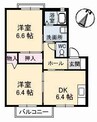 ビック イースト　C棟 2DKの間取り