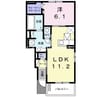 リブロン倉敷 1LDKの間取り