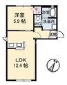 プレミアムコート　Ａ棟 1LDKの間取り