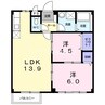 エルディムおさきＢ 2LDKの間取り