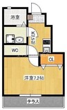 Chiara　A 1Kの間取り