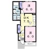 カルム　カーサⅠ 2DKの間取り