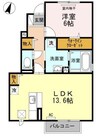 ディモルフォセカ　Ａ棟 1LDKの間取り