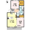 キャスバル　Ａ棟 2LDKの間取り