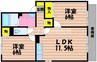 クリエンテ　B棟 2LDKの間取り