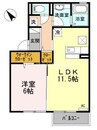 エクセラ　Ｄ棟 1LDKの間取り