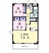 シャン・ド・フルール 2LDKの間取り