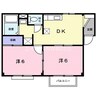 ジョイフルポ－ト岡Ｂ 2DKの間取り
