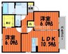 ラルジュ　B棟 2LDKの間取り