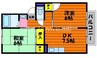 サンシャイン中村　Ａ棟 2DKの間取り