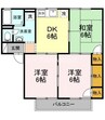 コーポジョイフル 3DKの間取り