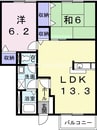 サニーヒルズ 2LDKの間取り