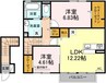 クレセント片島 2LDKの間取り
