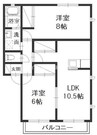 リバティ中島B 2LDKの間取り