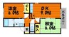 セジュール中村B棟 2DKの間取り