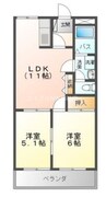 サンルームひまわり 2LDKの間取り