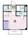 シャン．ド．フルール 1Kの間取り