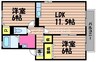 アスピラシオン　B棟 2LDKの間取り