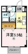セジュールアレイ　B棟 1Kの間取り