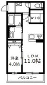 プランドールⅡ 1LDKの間取り