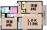 メルキュール　Ｂ棟 2LDKの間取り