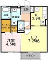 ノールヴィラージュⅡ 1LDKの間取り