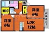 ブィラ　ハッピネスA棟 2LDKの間取り