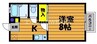 フィオーレ 1Kの間取り