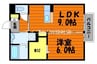 ジョイフルタウン西岡 1LDKの間取り