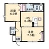 クレール　B棟 2DKの間取り