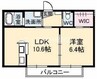 ローズ・パール　A棟 1LDKの間取り