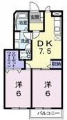 メゾンセレッソＡ 2DKの間取り