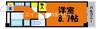 ハピネス 1Kの間取り