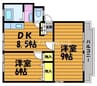 シティハイツ 2DKの間取り