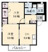 ヴィ・アージュ　A棟 2Kの間取り